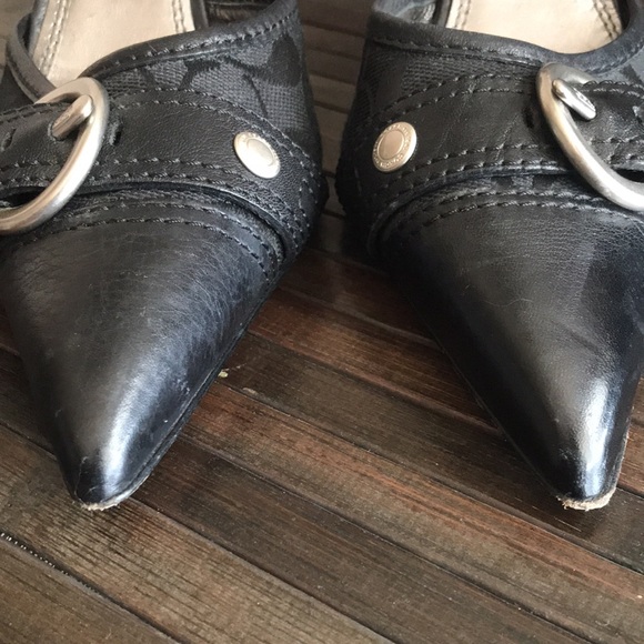 🚨B2G1 COACH Black & Chrome Coach Signature Monogram Heels(Vintage) - Picture 9 of 12